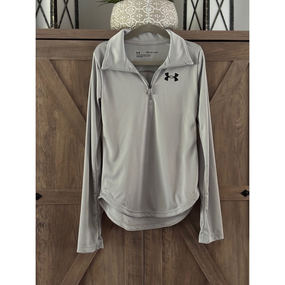 Under Armour Kids Gray 1/4 Zip Pullover Tech Long Sleeve Shirt Youth Small YSM